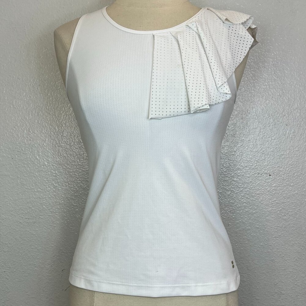 Sweaty Betty White Tank Top with Ruffle detail size XS‎